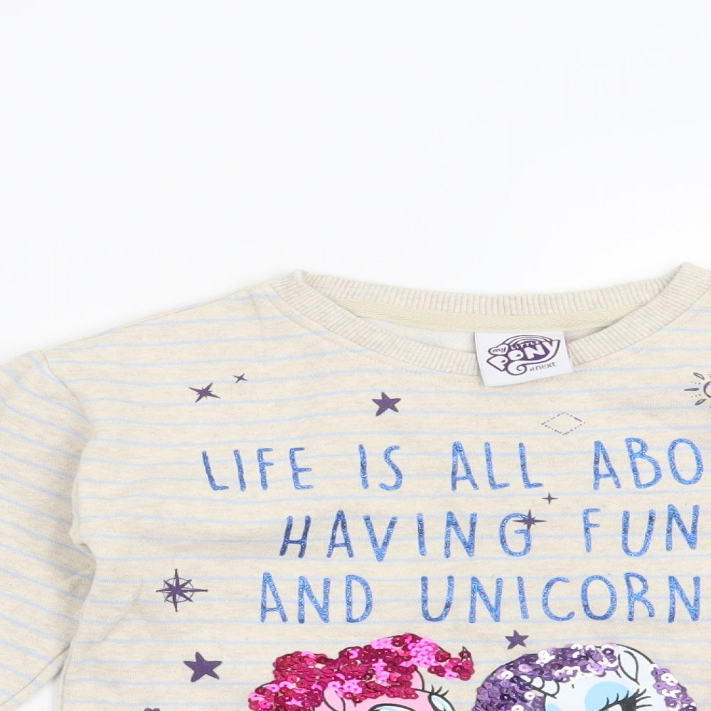 NEXT Girls Beige Striped  Pullover Sweatshirt Size 6 Years  - My Little Pony