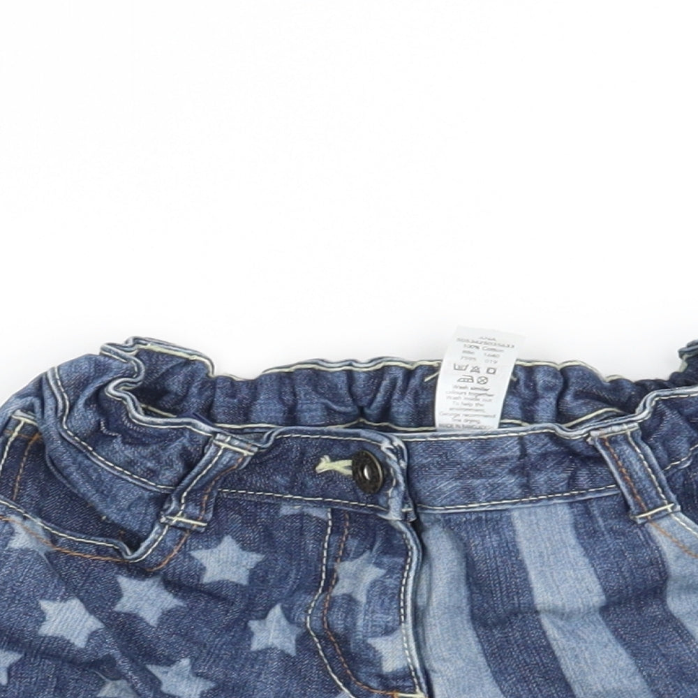 George Girls Blue   Cut-Off Shorts Size 6-7 Years - Stars and Stripes