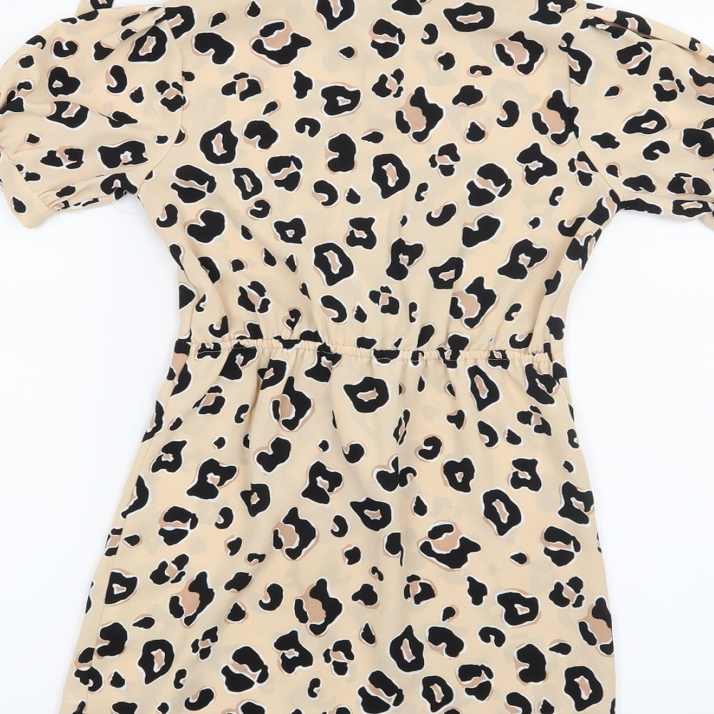 River Island Girls Beige Animal Print  Shirt Dress  Size 8 Years