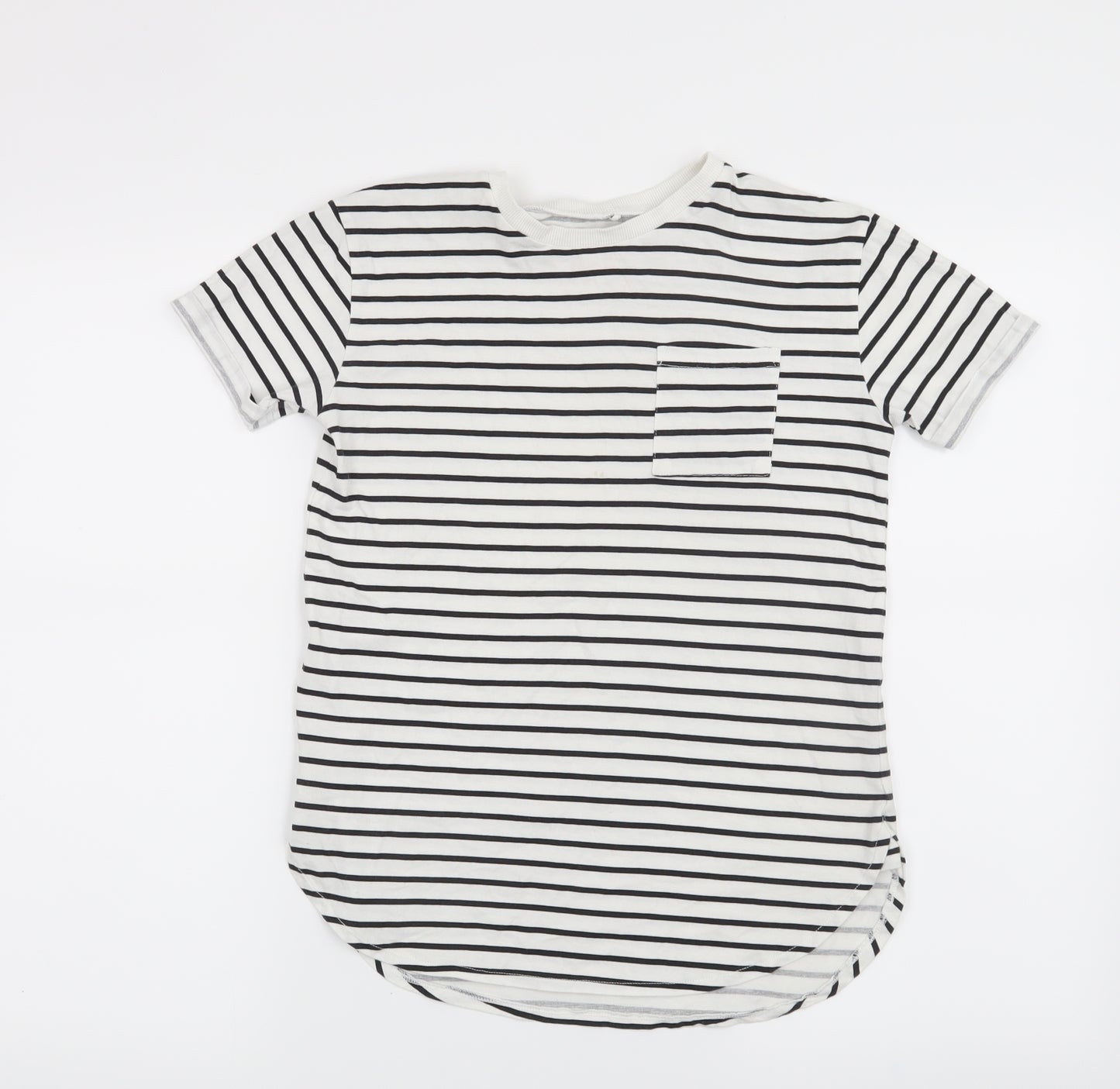River Island Boys White Striped  Basic T-Shirt Size 7-8 Years