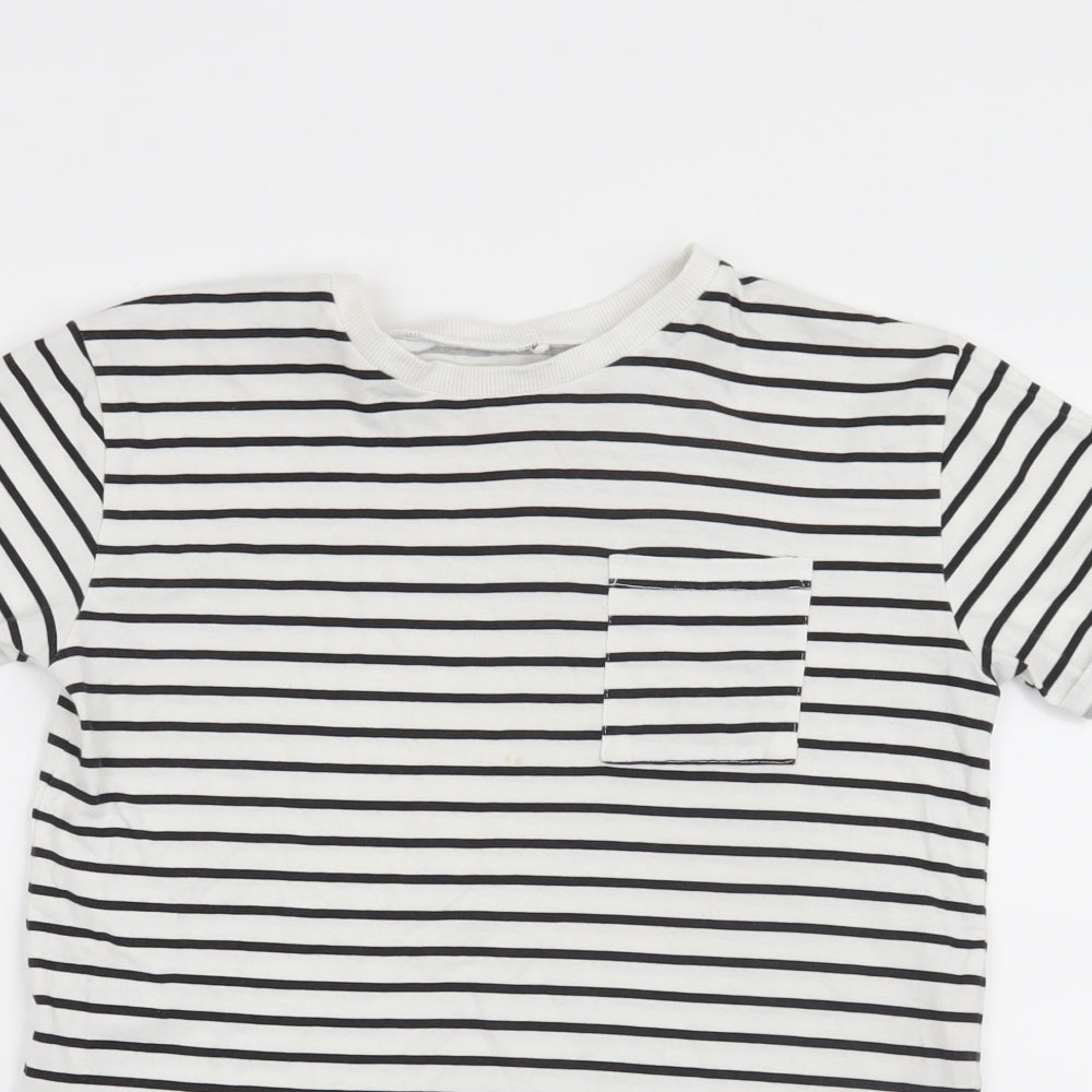 River Island Boys White Striped  Basic T-Shirt Size 7-8 Years