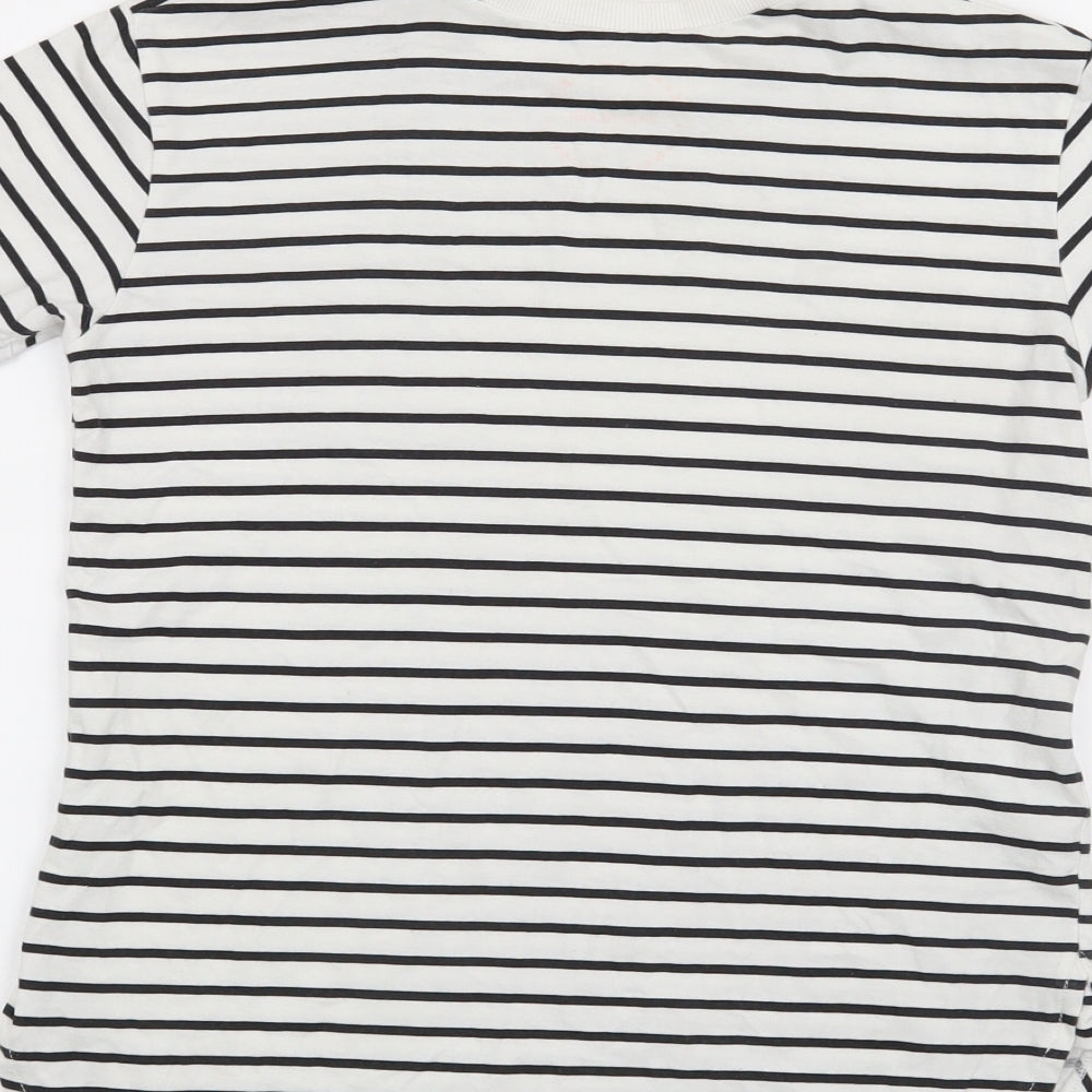 River Island Boys White Striped  Basic T-Shirt Size 7-8 Years