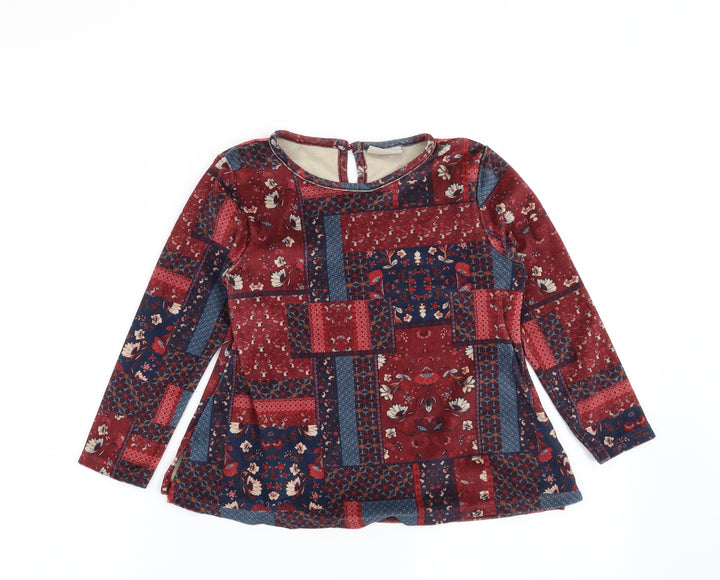Matalan Girls Red Floral Pullover Sweatshirt Size 7 Years