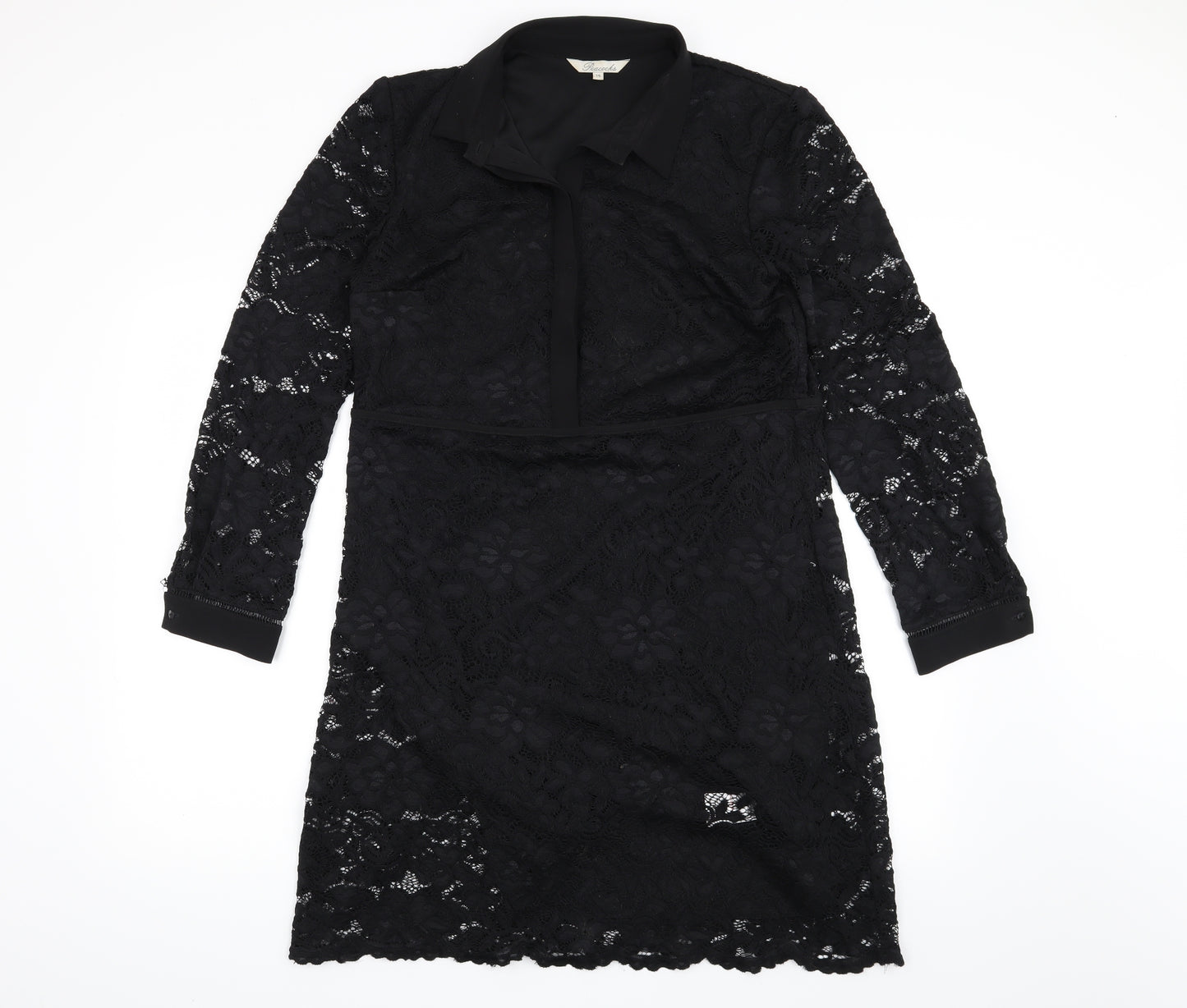 Peacocks Womens Black Floral  Shirt Dress  Size 14