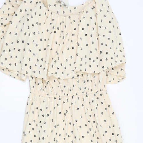 F&F Womens Beige Floral  Trapeze & Swing  Size 14
