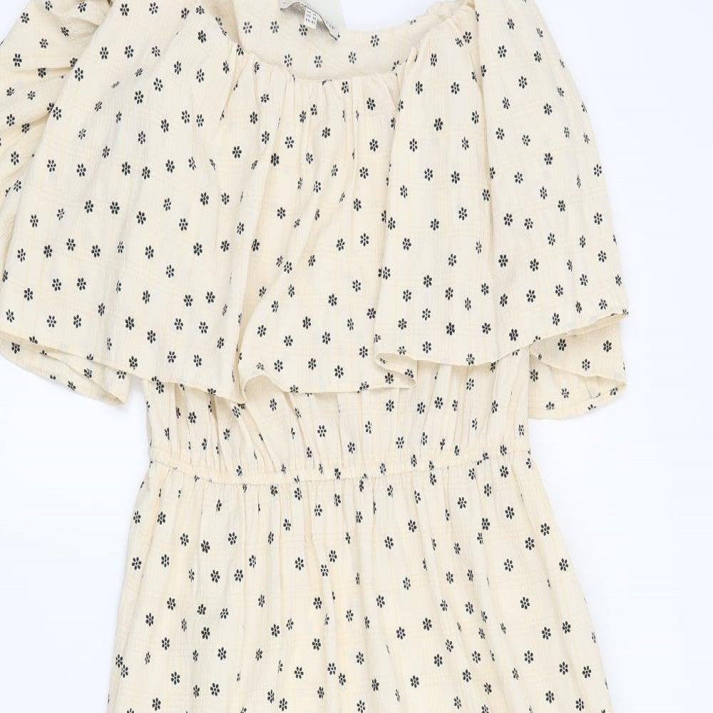 F&F Womens Beige Floral  Trapeze & Swing  Size 14