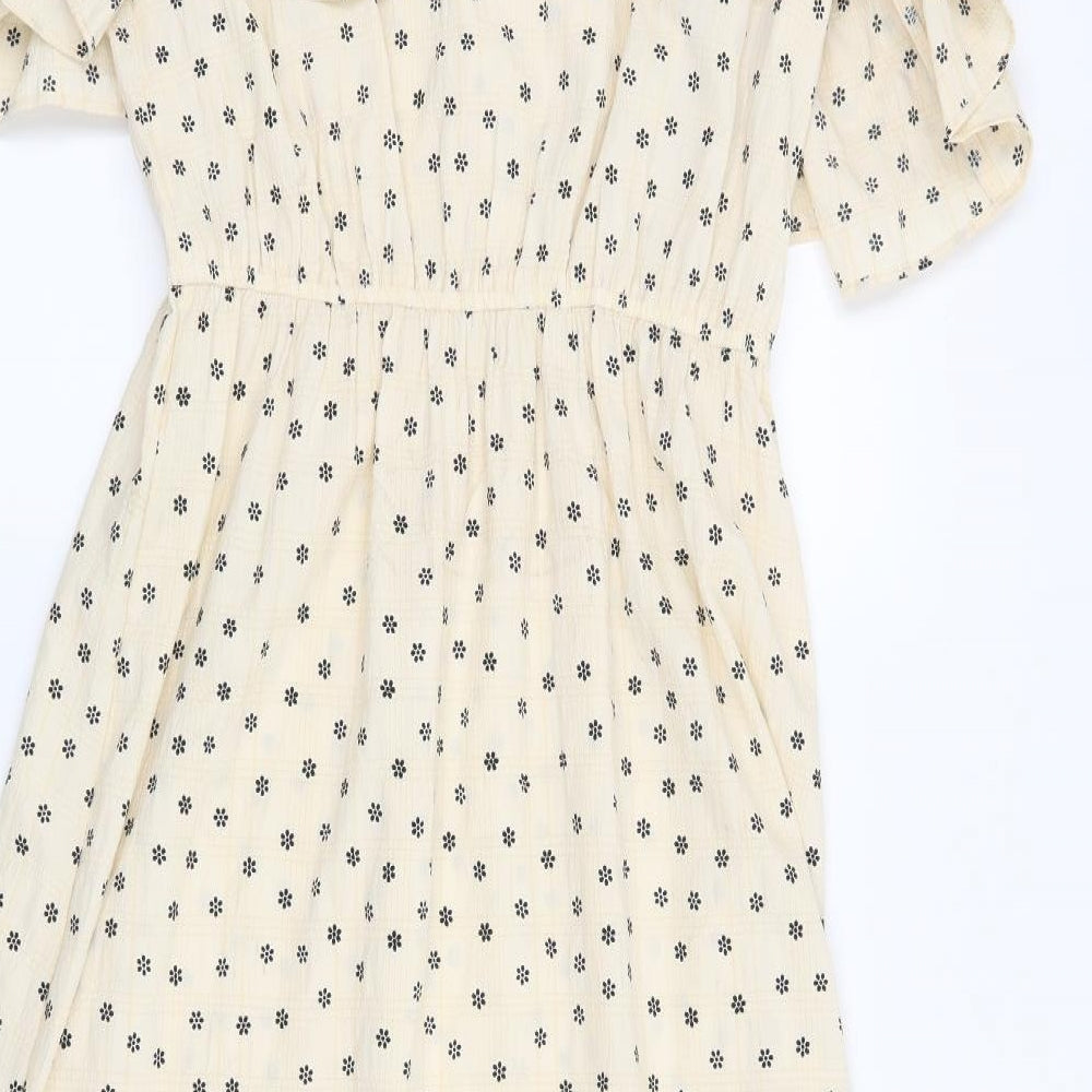 F&F Womens Beige Floral  Trapeze & Swing  Size 14