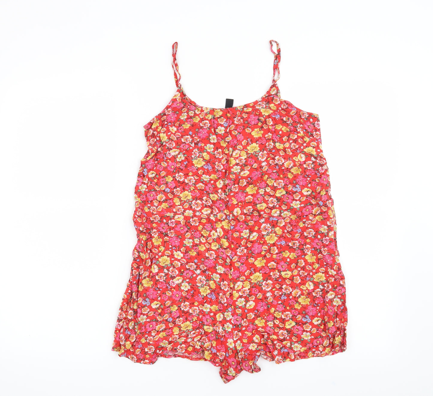 New Look Womens Red Floral  Playsuit One-Piece Size 8