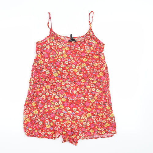 New Look Womens Red Floral  Playsuit One-Piece Size 8