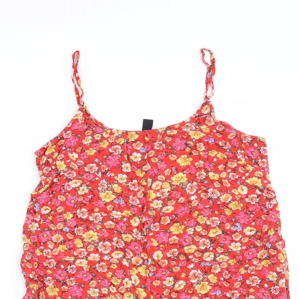 New Look Womens Red Floral  Playsuit One-Piece Size 8