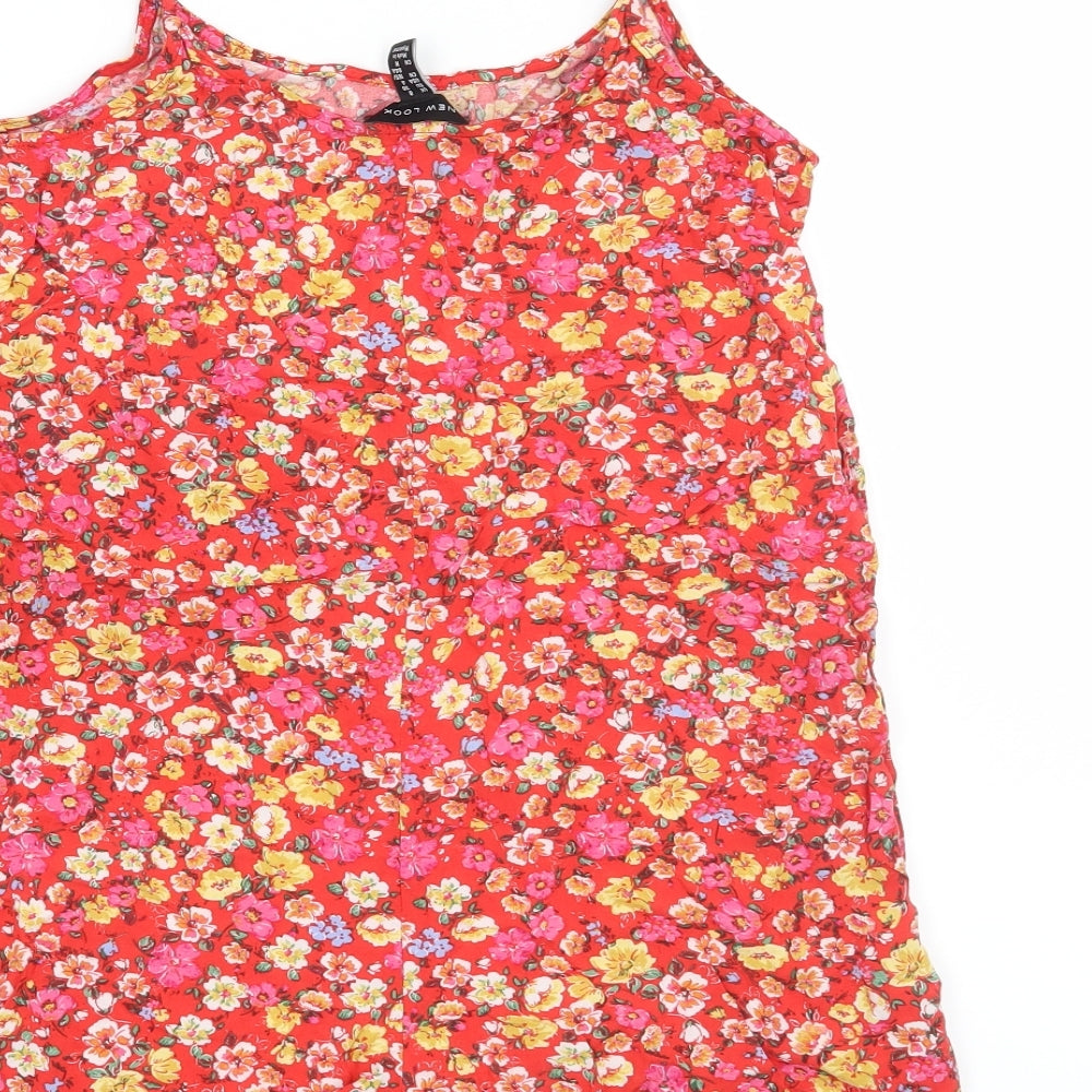 New Look Womens Red Floral  Playsuit One-Piece Size 8