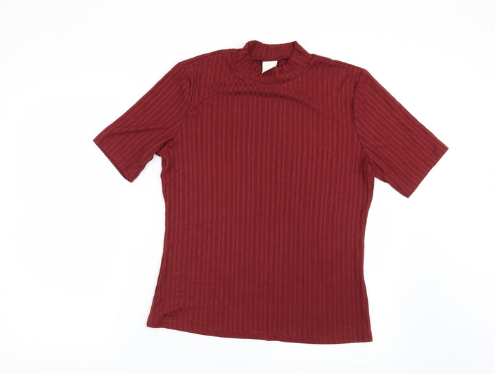 H&M Womens Red Striped Basic Blouse Size L
