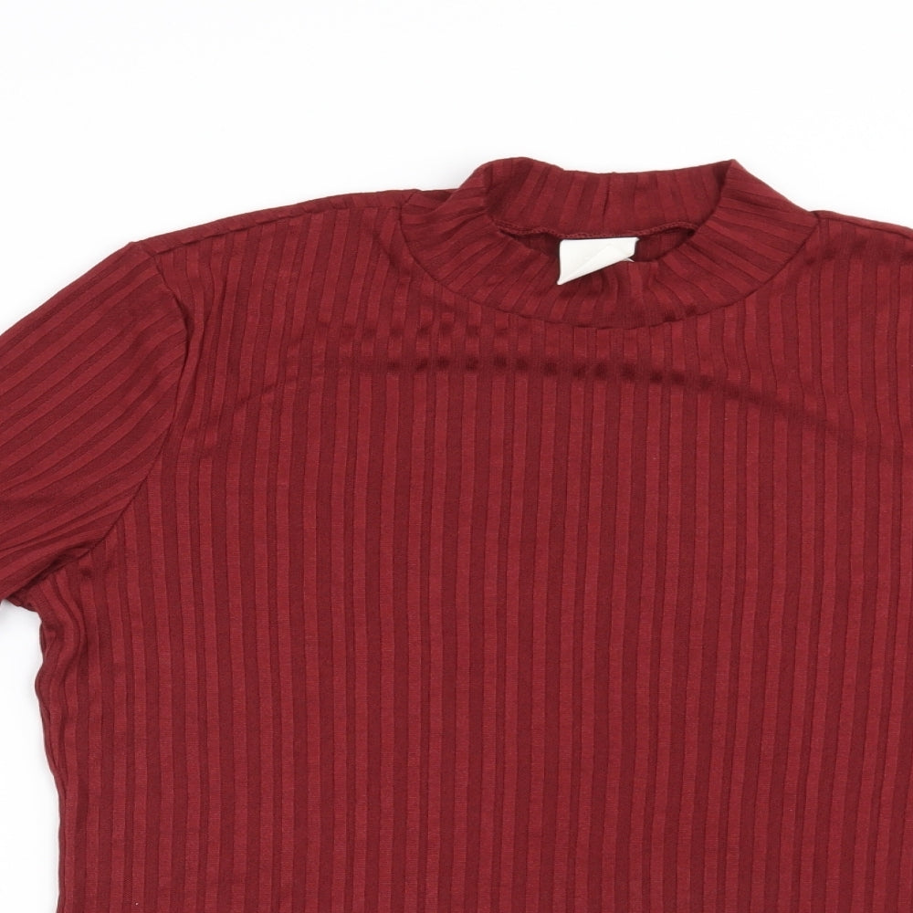H&M Womens Red Striped  Basic Blouse Size L