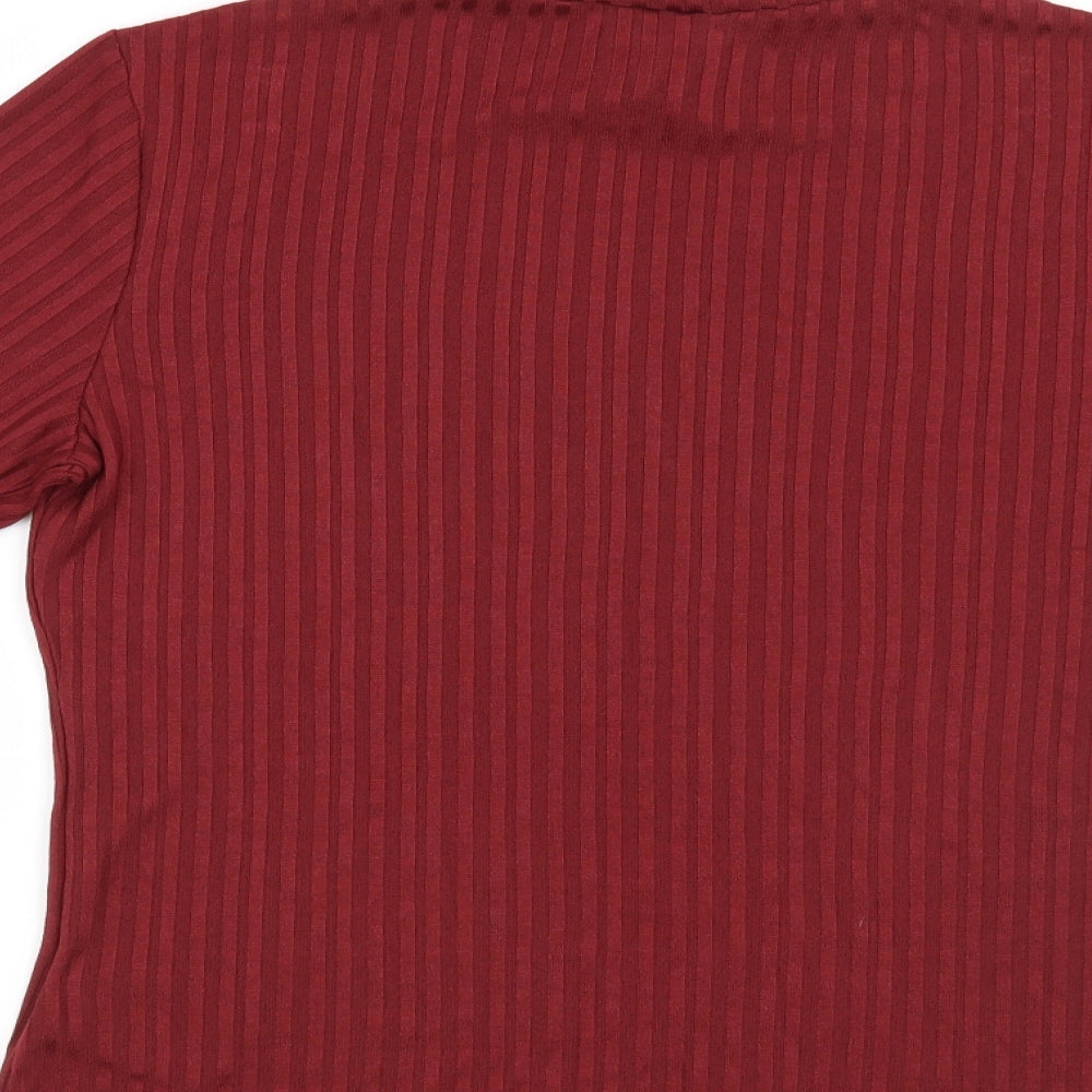 H&M Womens Red Striped  Basic Blouse Size L