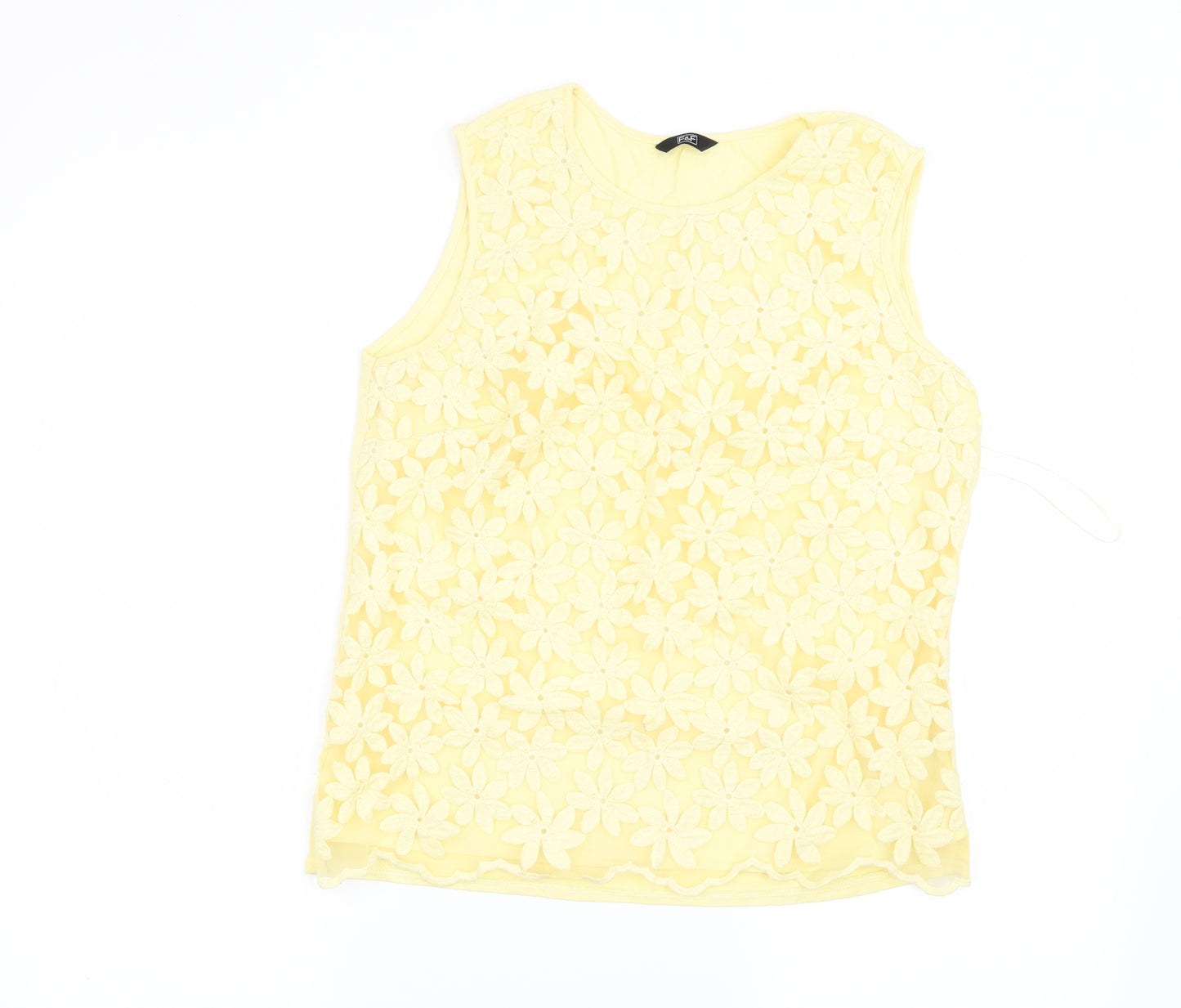 F&F Womens Yellow Floral  Basic Blouse Size 12