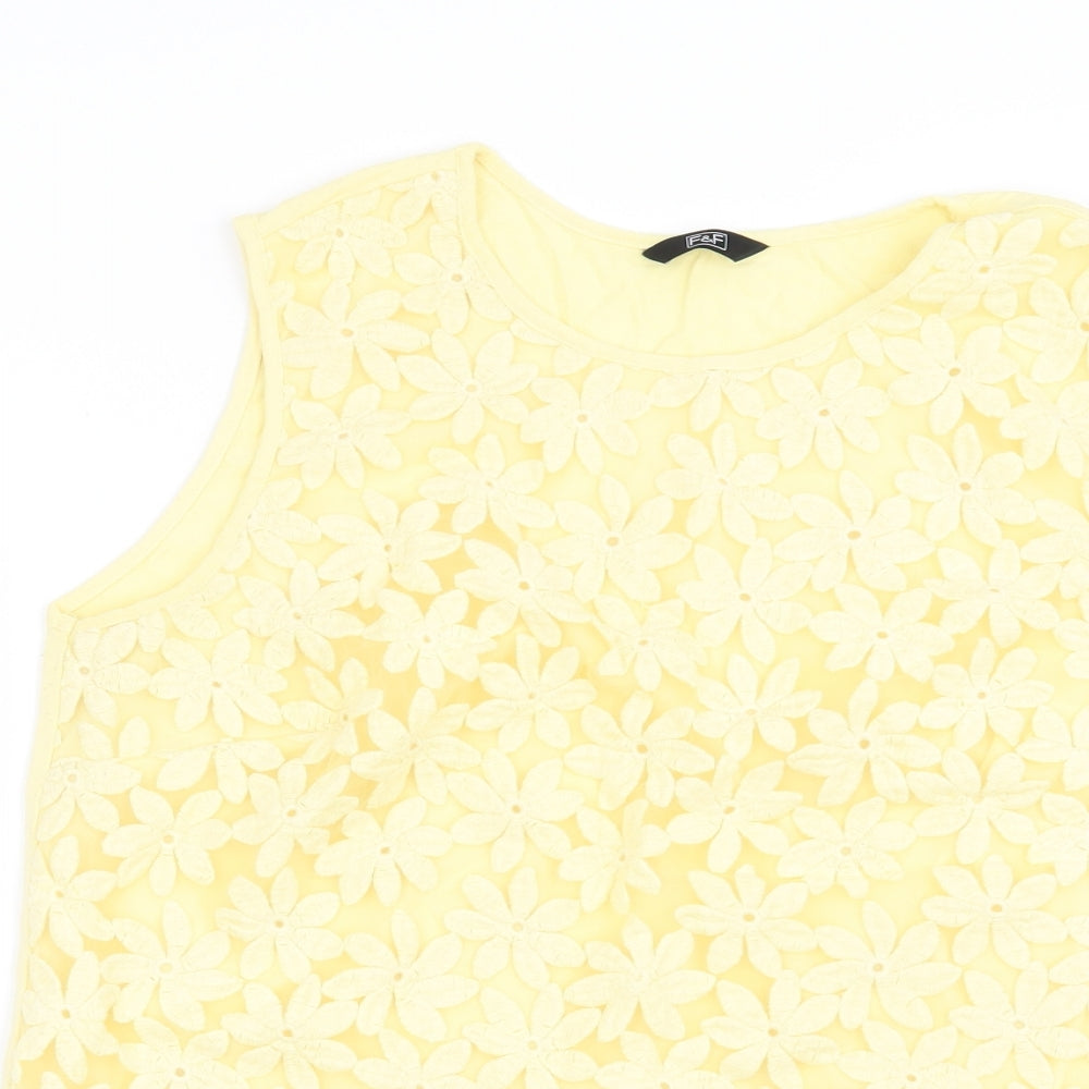 F&F Womens Yellow Floral  Basic Blouse Size 12