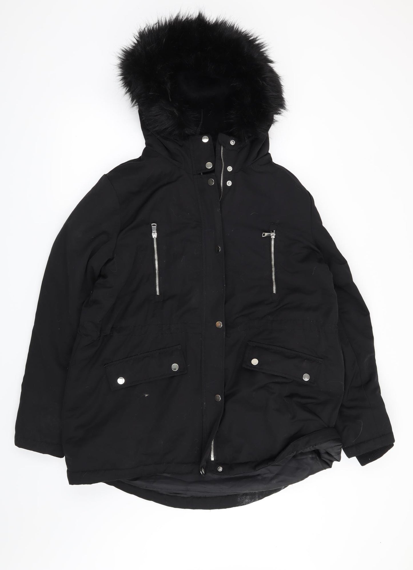Papaya Womens Black   Overcoat Coat Size 18