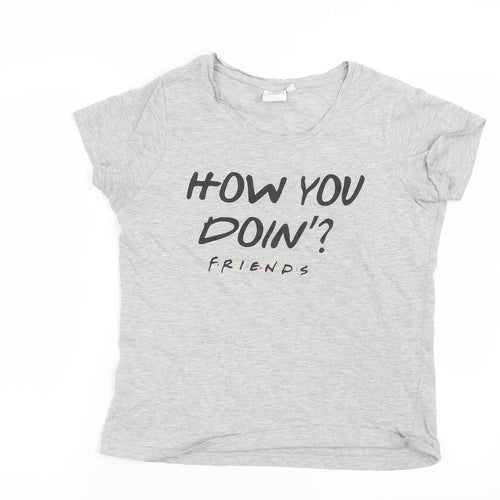 Friends Womens Grey Solid  Top Pyjama Top Size S  - How you doin? Friends