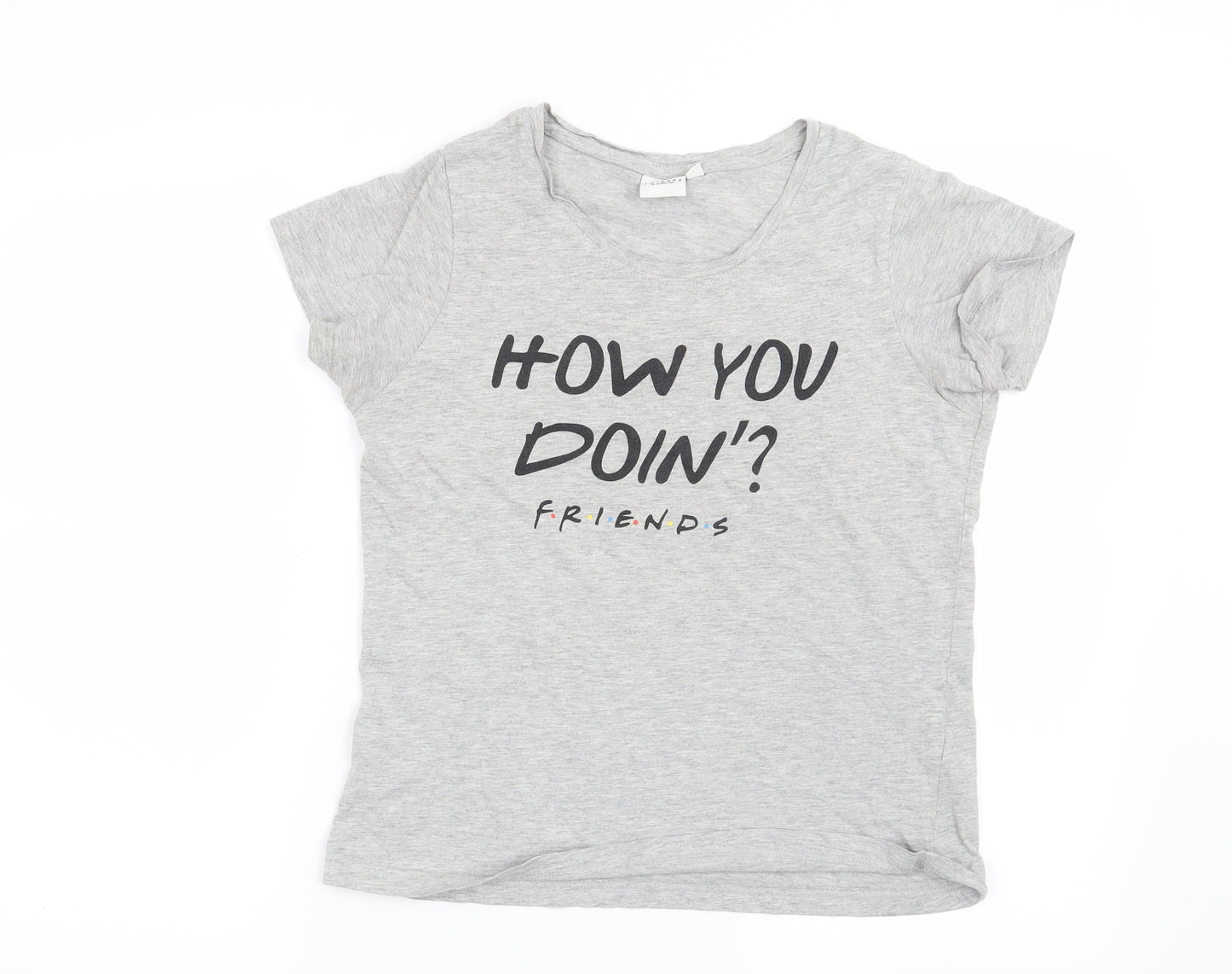 Friends Womens Grey Solid  Top Pyjama Top Size S  - How you doin? Friends