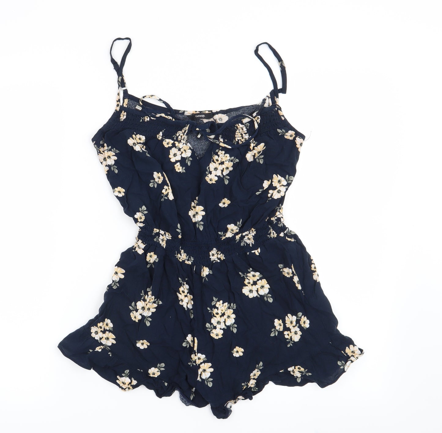 George Womens Blue Floral  Playsuit One-Piece Size 8