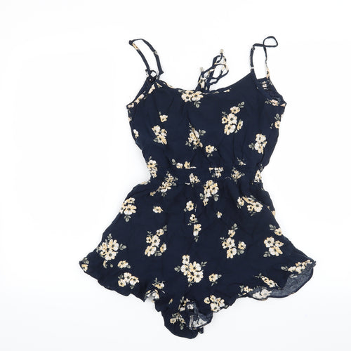 George Womens Blue Floral  Playsuit One-Piece Size 8