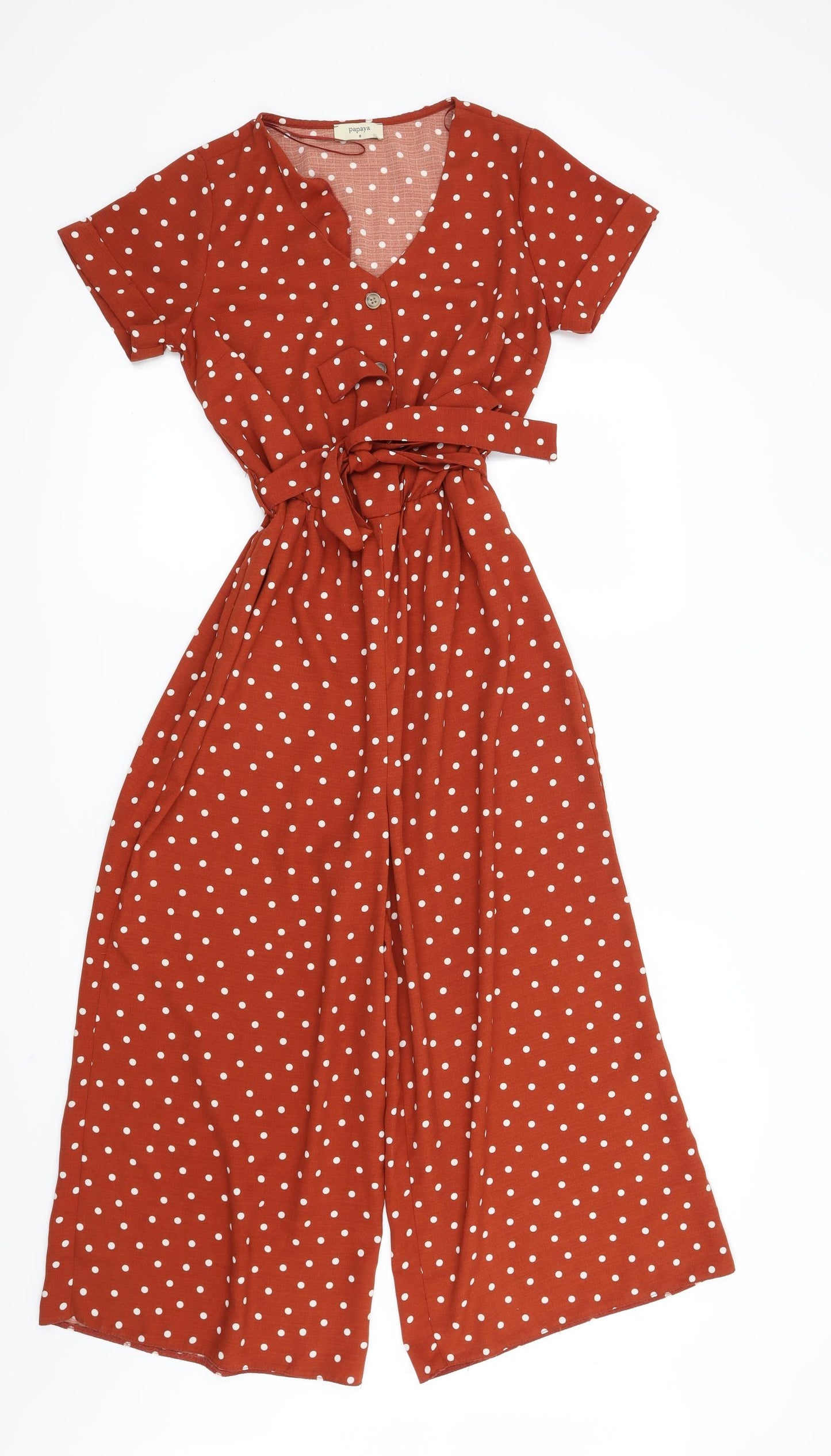 Papaya Womens Orange Polka Dot  Jumpsuit One-Piece Size 8