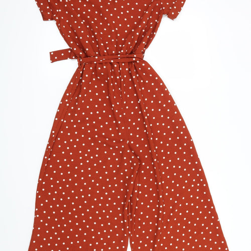 Papaya Womens Orange Polka Dot  Jumpsuit One-Piece Size 8