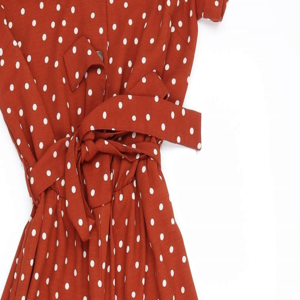 Papaya Womens Orange Polka Dot  Jumpsuit One-Piece Size 8