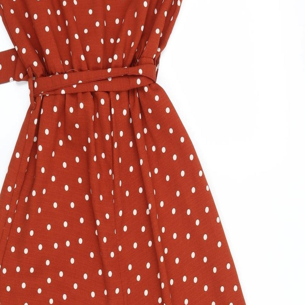 Papaya Womens Orange Polka Dot  Jumpsuit One-Piece Size 8