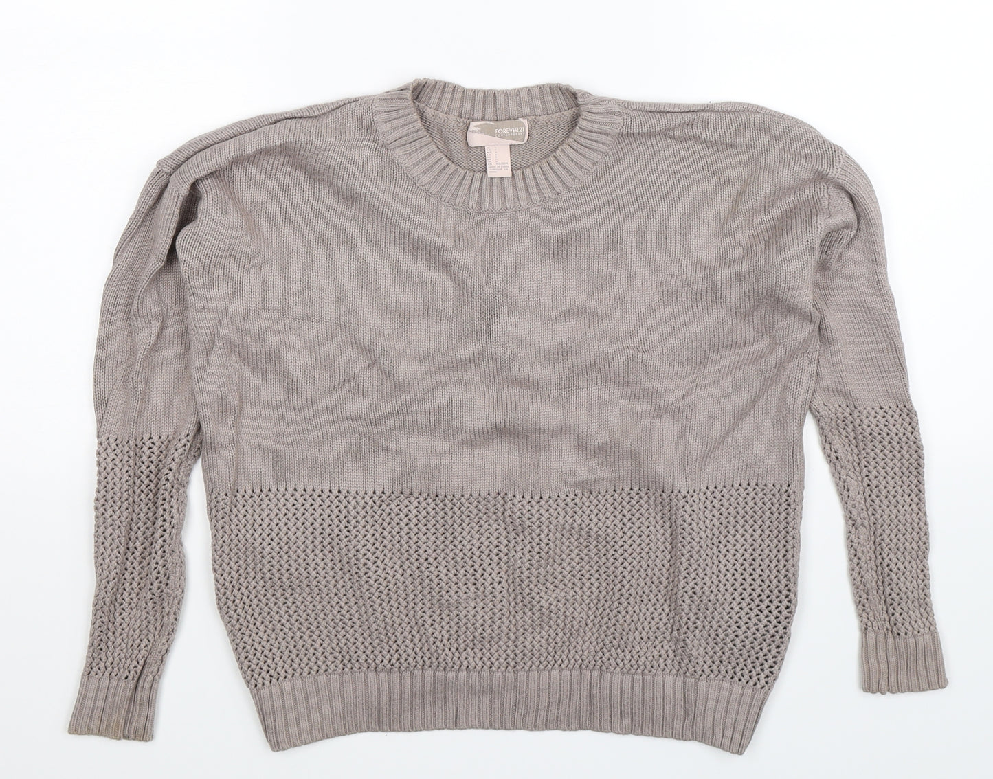 FOREVER 21 Womens Grey  Knit Pullover Jumper Size S