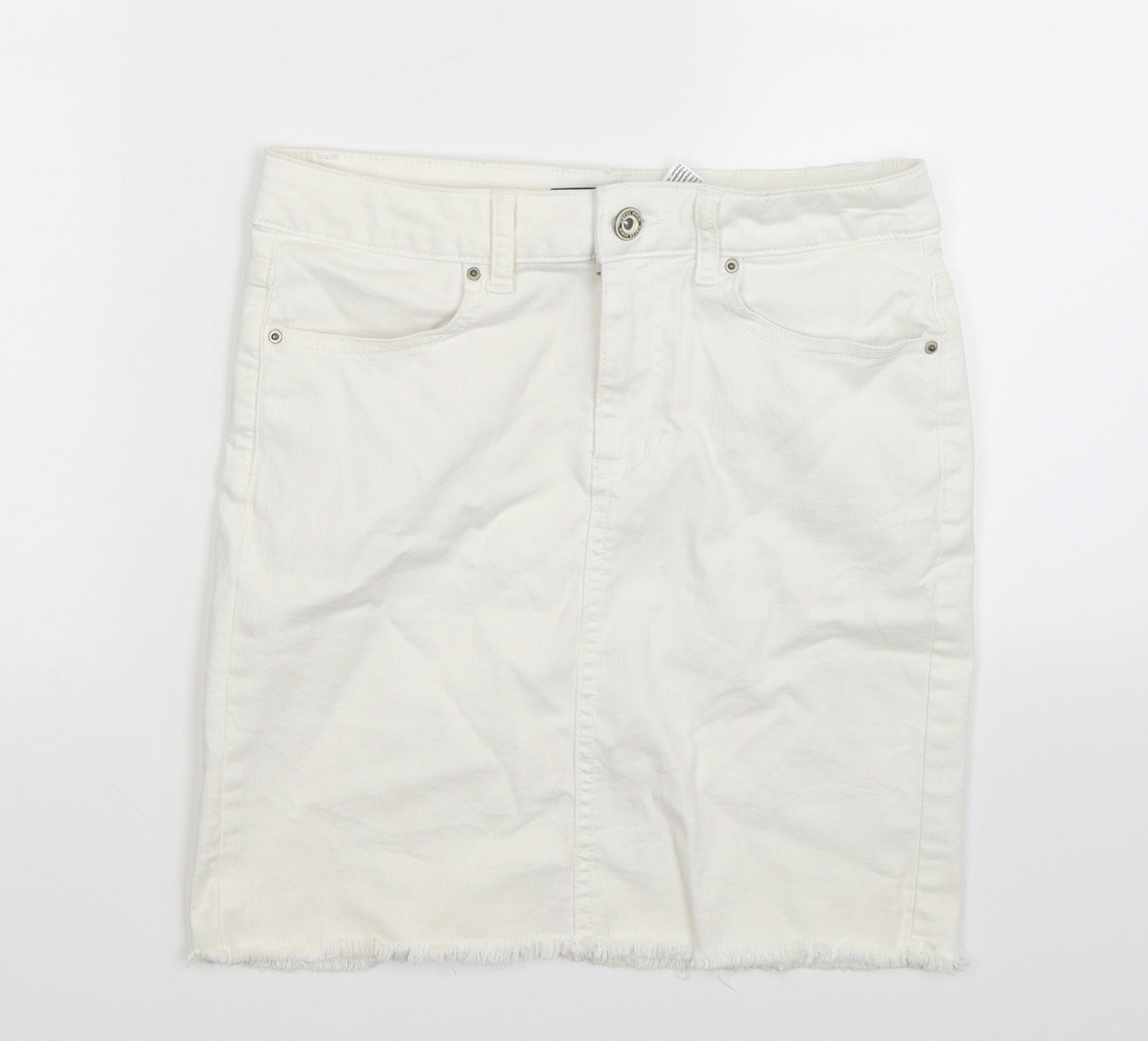 Pieces Womens White  Denim Mini Skirt Size S