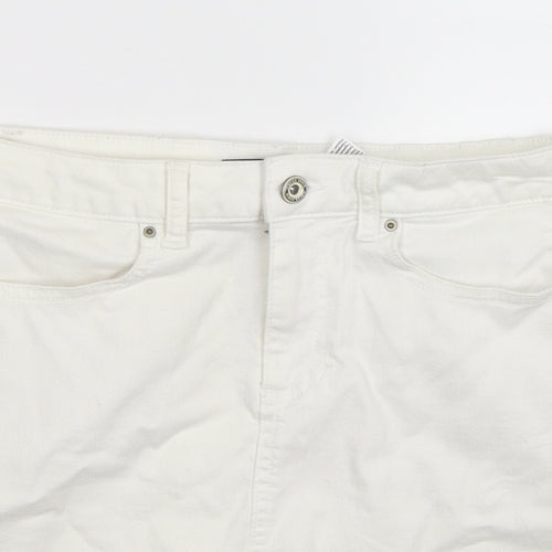 Pieces Womens White  Denim Mini Skirt Size S