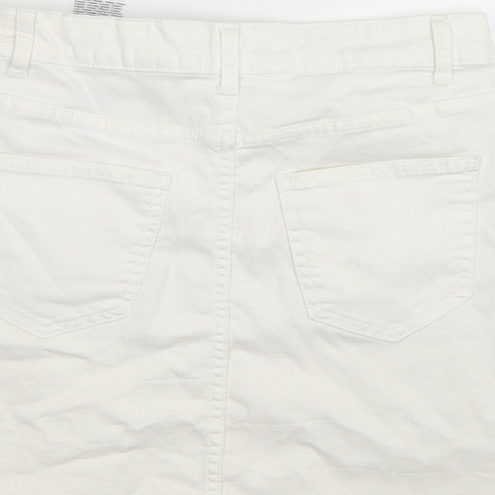 Pieces Womens White  Denim Mini Skirt Size S