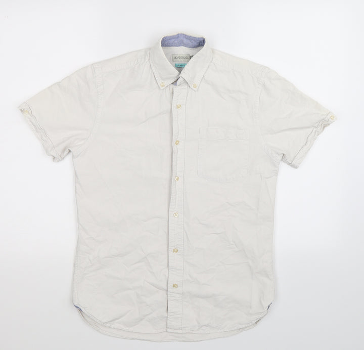 Avenue Mens White Button-Up Size S