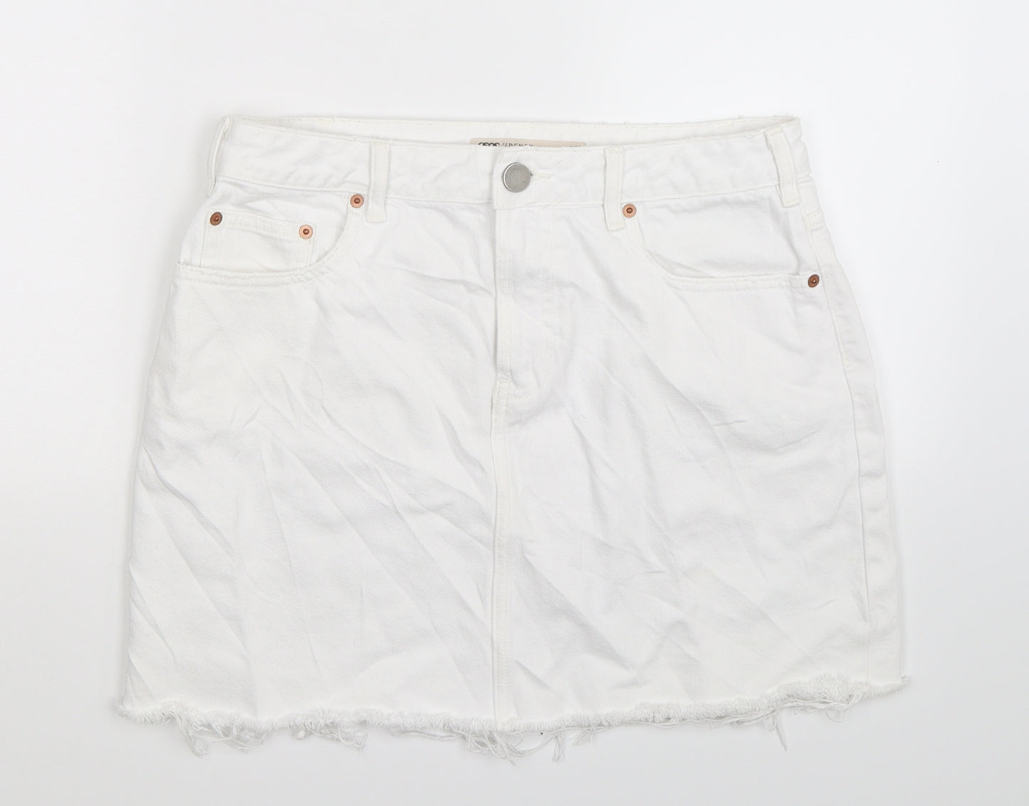 ASOS Womens White  Denim Mini Skirt Size 12