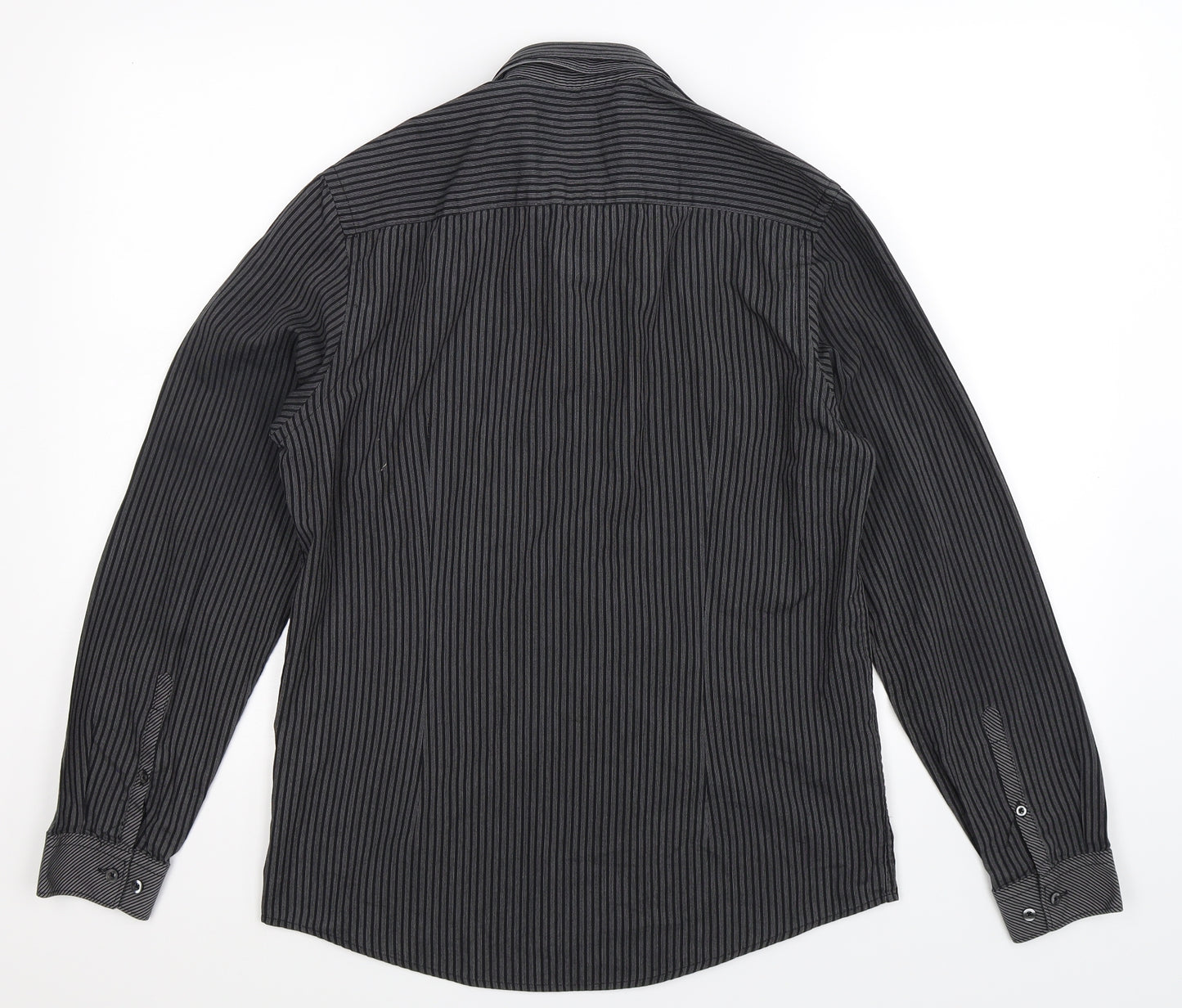 F&F Mens Grey Striped   Dress Shirt Size 15