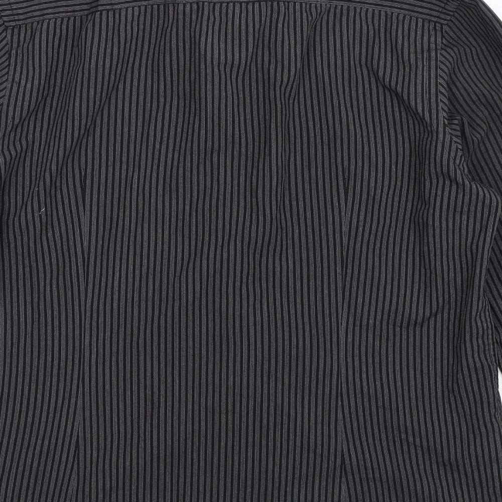 F&F Mens Grey Striped   Dress Shirt Size 15