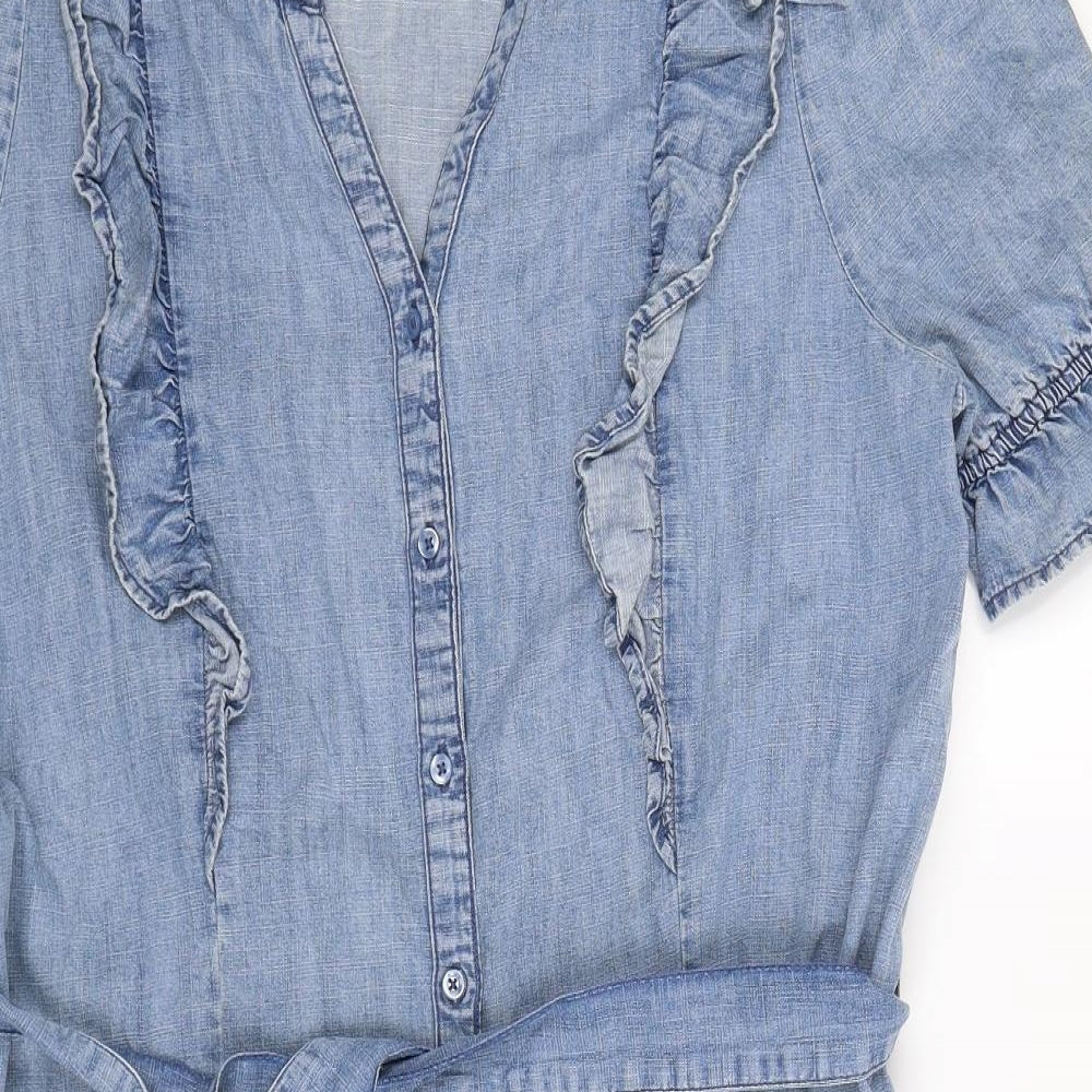 F&F Womens Blue  Denim Shirt Dress  Size 16