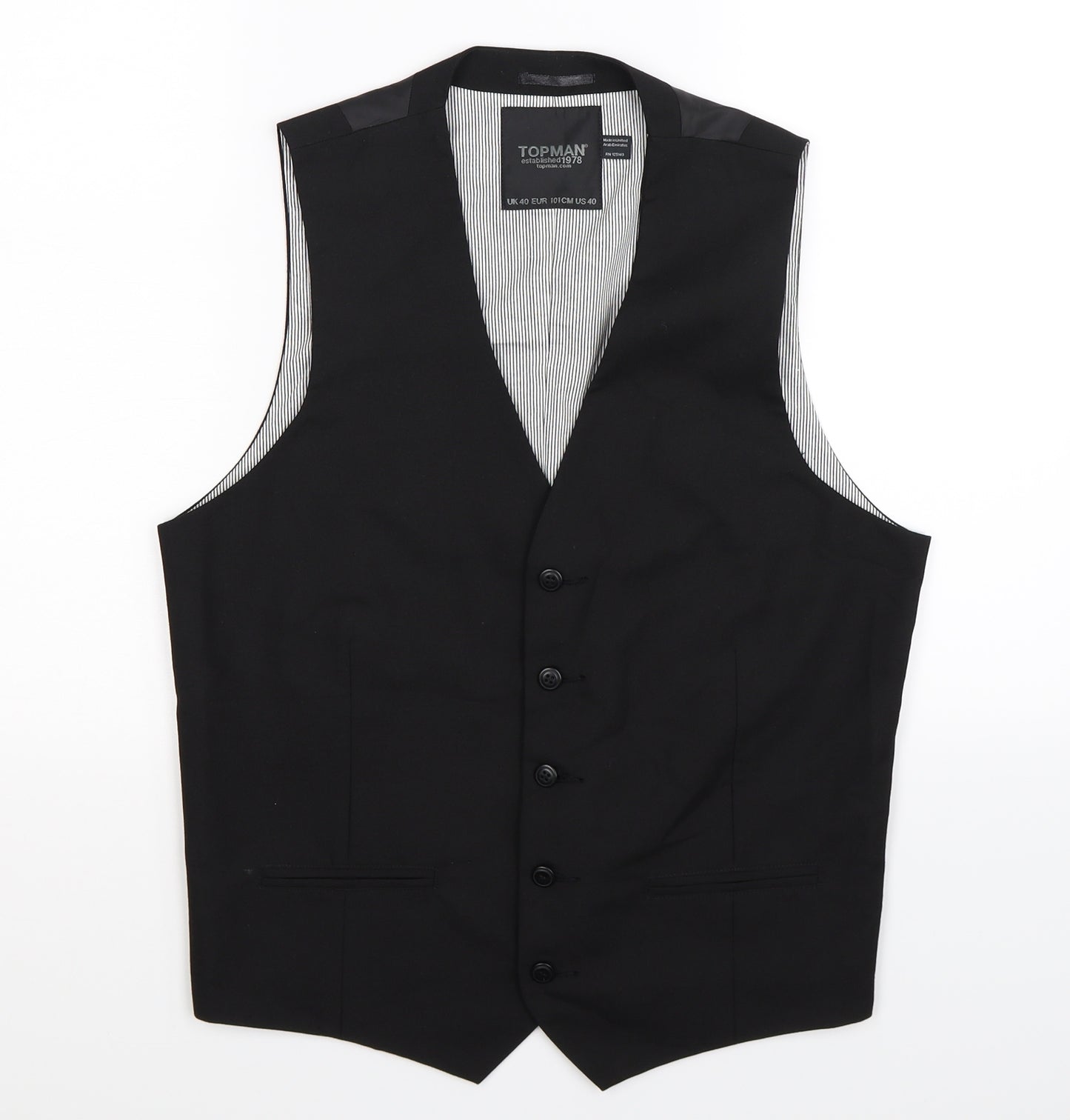 Topman Mens Black   Jacket Suit Waistcoat Size 40