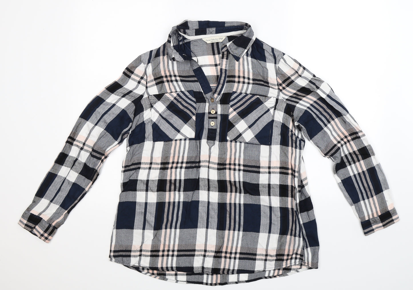 F&F Womens Blue Check  Basic Button-Up Size 12