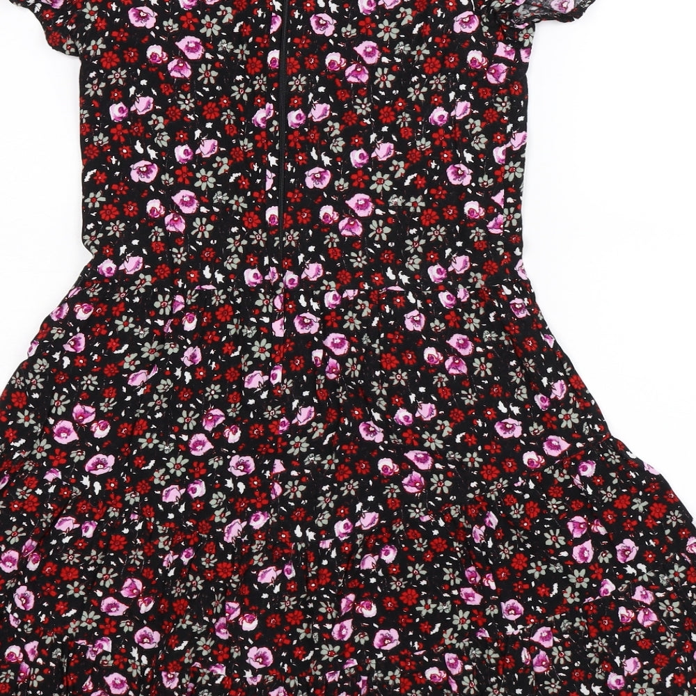 Jon Adam Womens Black Floral  Fit & Flare  Size XS