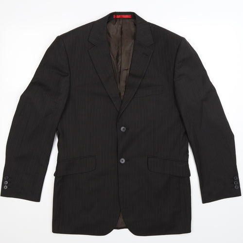 Burton Mens Black Striped  Jacket Suit Jacket Size 38