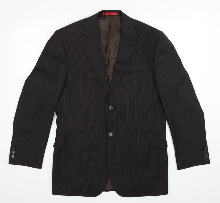 Burton Mens Black Striped  Jacket Suit Jacket Size 38