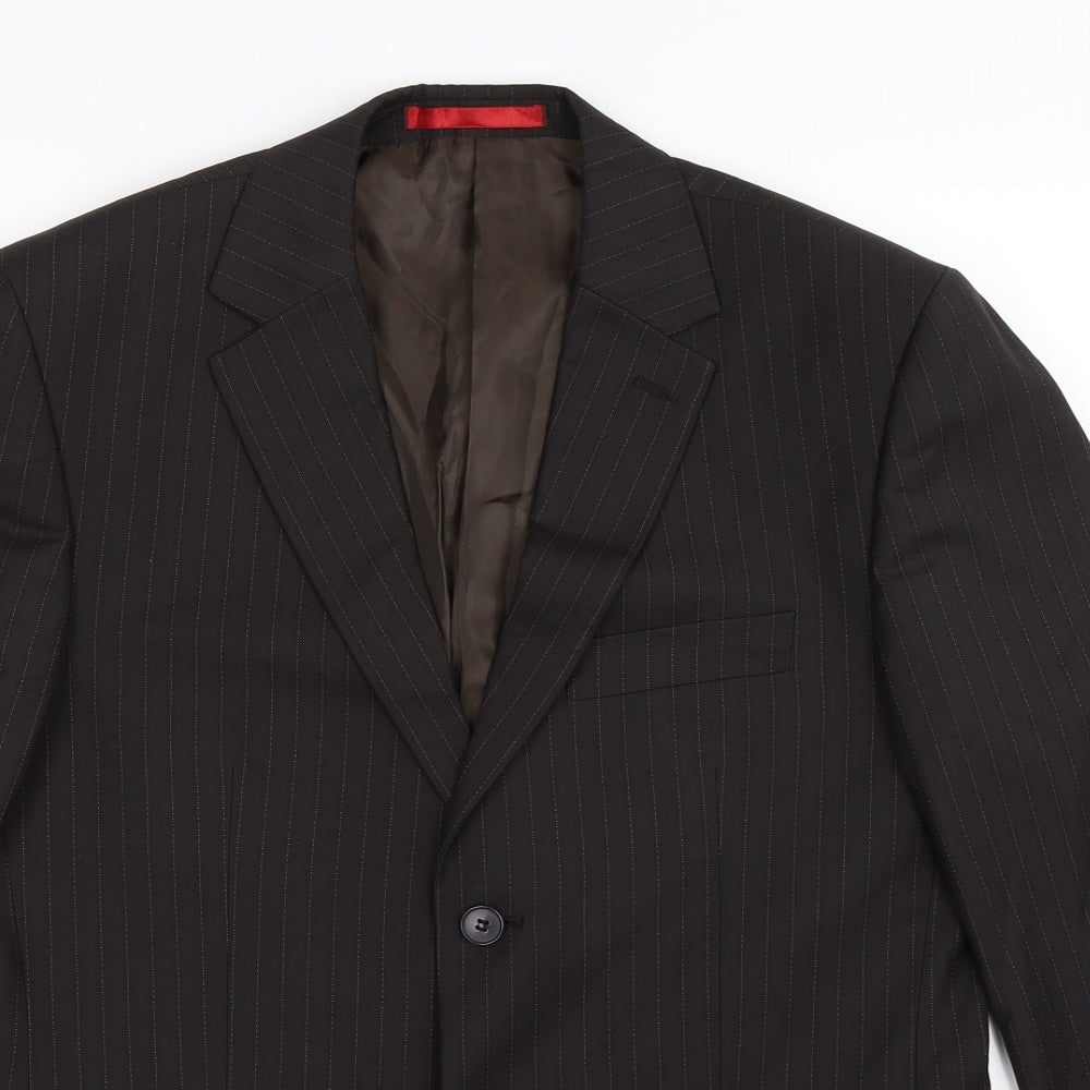 Burton Mens Black Striped  Jacket Suit Jacket Size 38