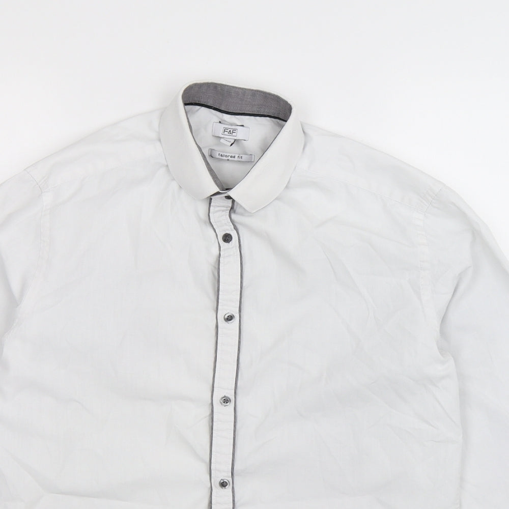 F&F Mens White    Dress Shirt Size 14.5