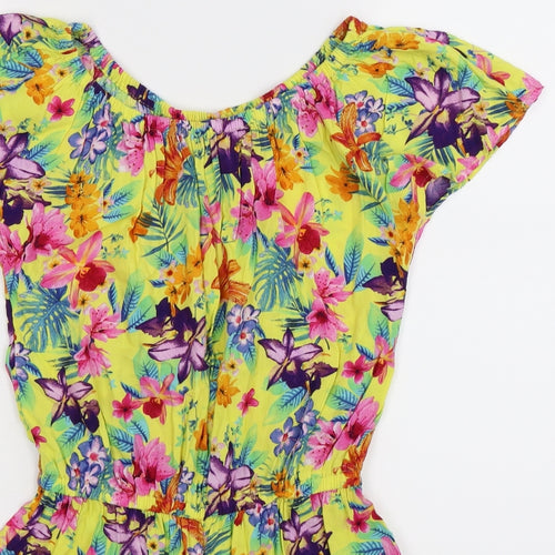 TU Girls Yellow Floral  Jumpsuit One-Piece Size 11 Years
