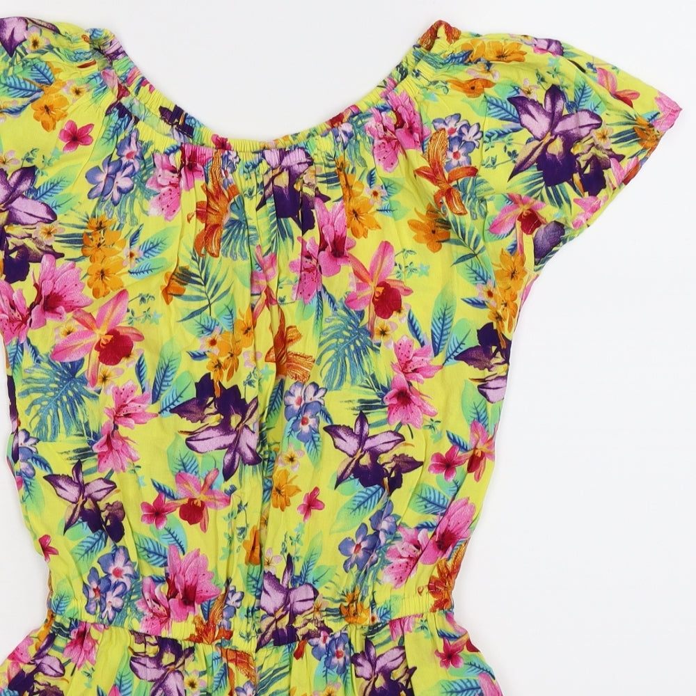 TU Girls Yellow Floral  Jumpsuit One-Piece Size 11 Years
