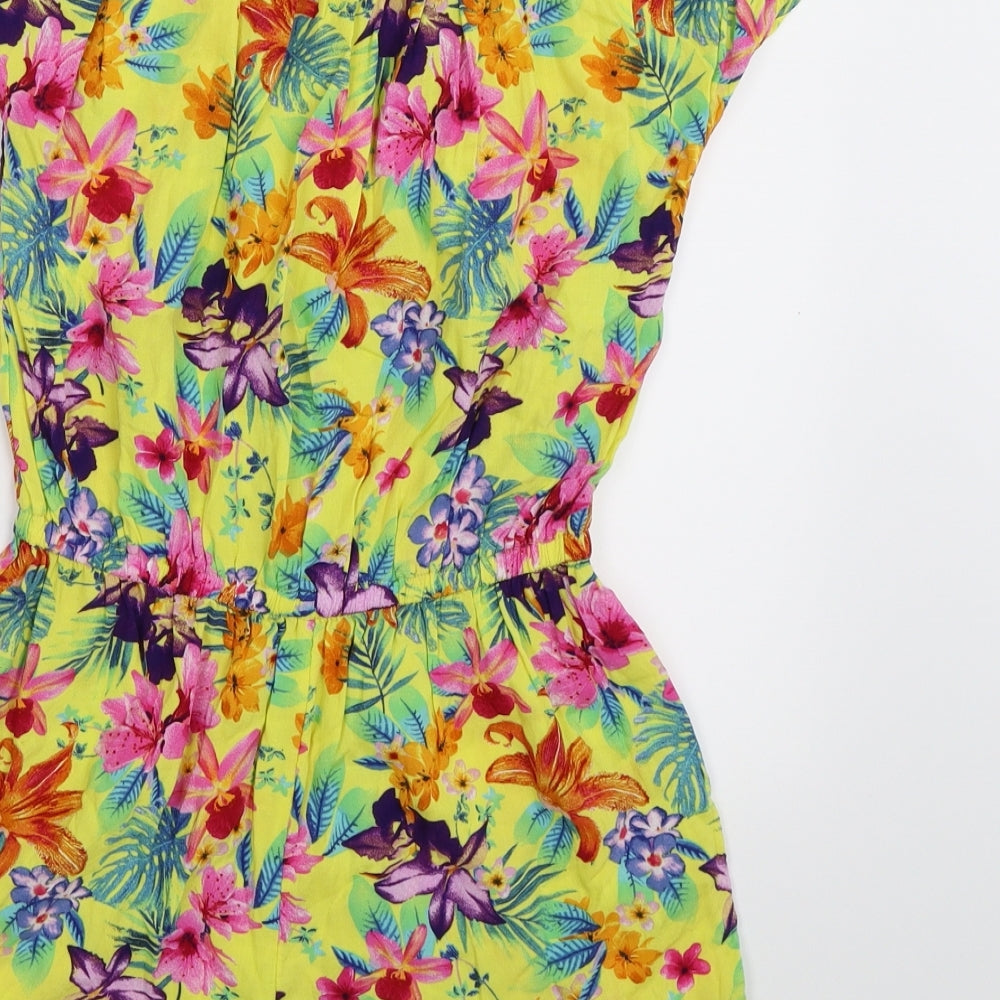 TU Girls Yellow Floral  Jumpsuit One-Piece Size 11 Years