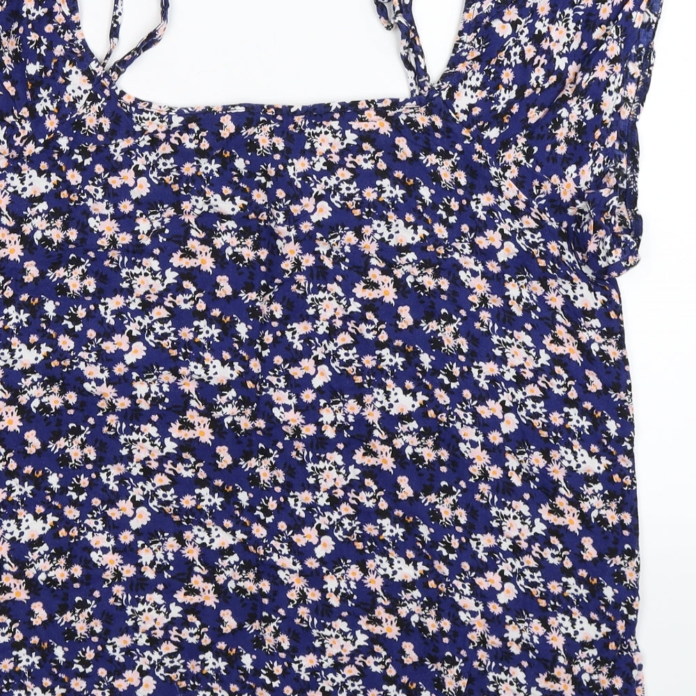 George Womens Blue Floral  Basic T-Shirt Size 12