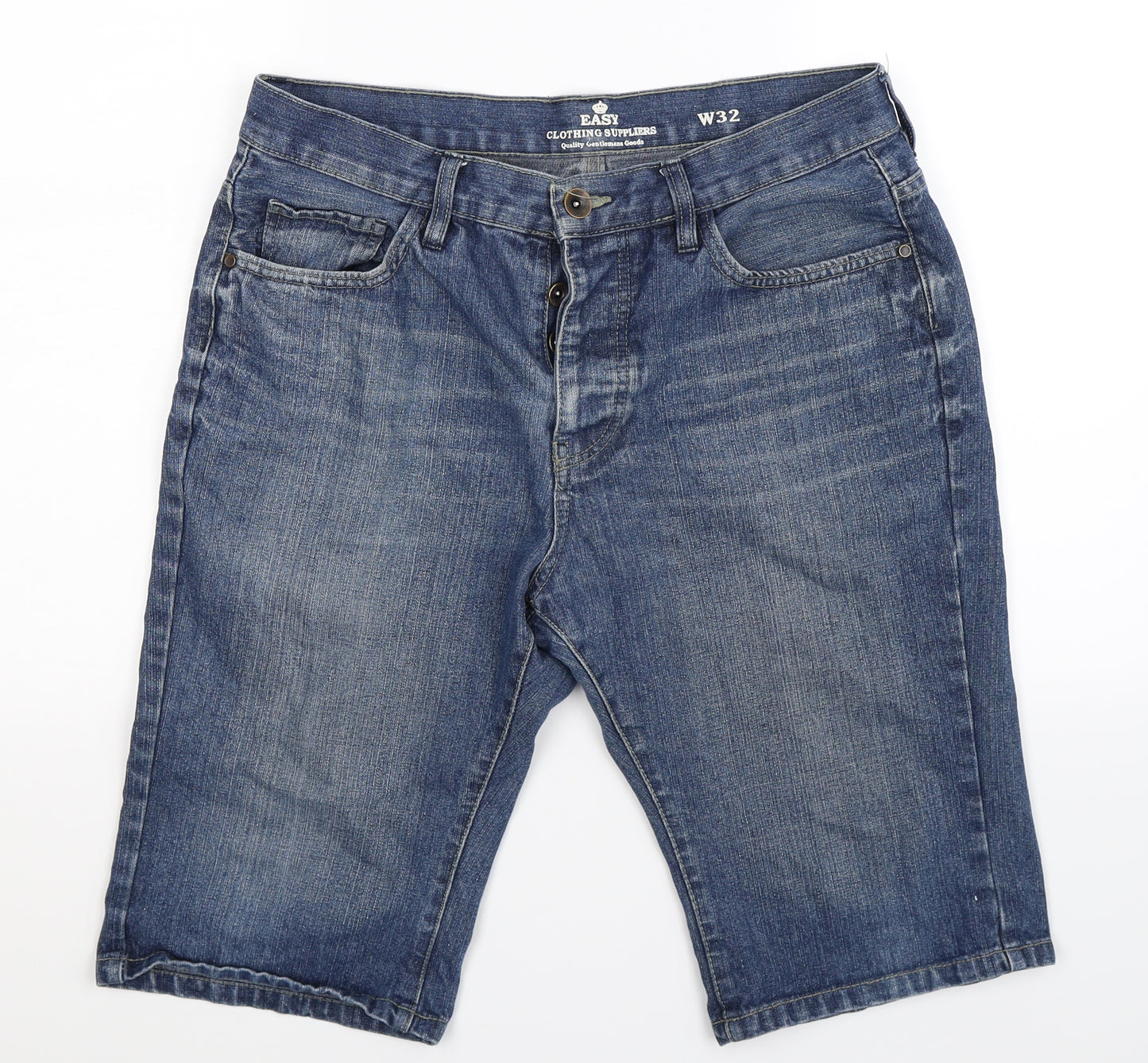 Easy Mens Blue  Denim Bermuda Shorts Size 32